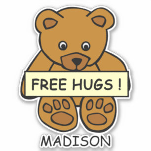 Free Hugs Teddy custom name Sticker
