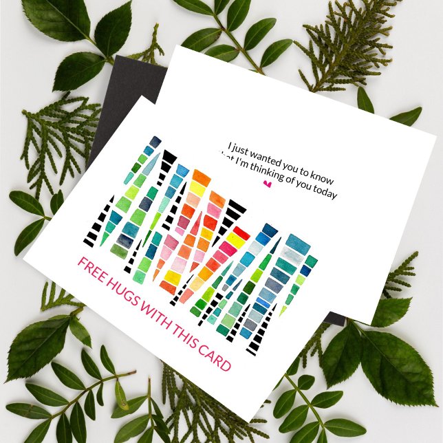 Free Hugs Thinking of You Card (Free Hugs with this Card Colorful Watercolor)