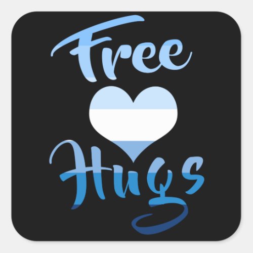 Free Hugs with Heart Square Sticker