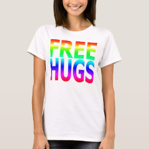 FREE HUGS Women's Rainbow Fitted T T-Shirt