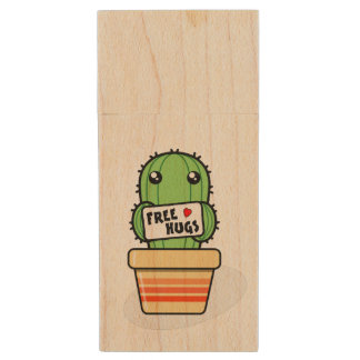 Free hugs wood flash drive
