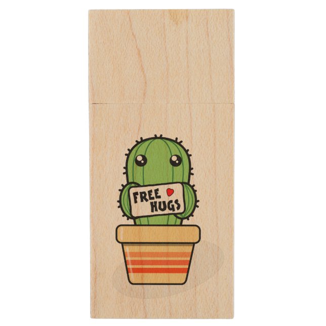 Free hugs wood flash drive (Front Vertical)