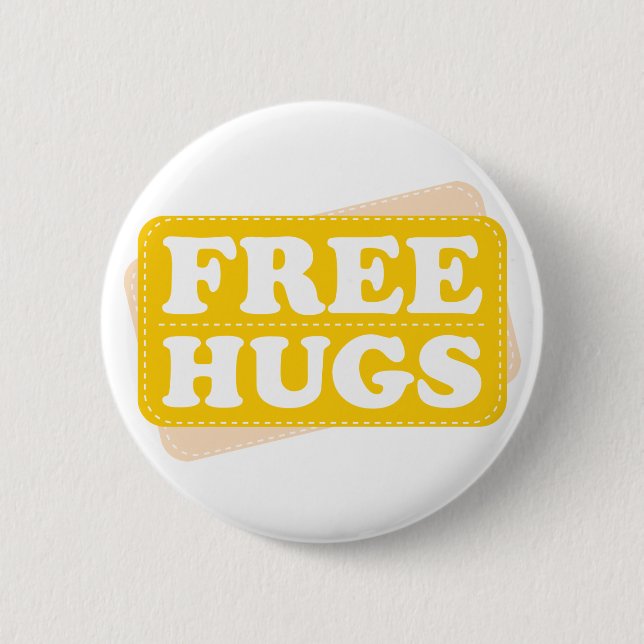 Free Hugs - Yellow Pinback Button (Front)