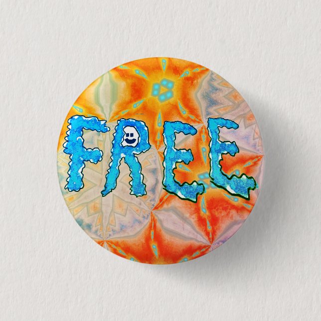 Free - Ice Fire and Smiley Face Button (Front)