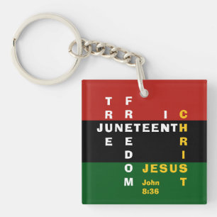Free Indeed Christian Juneteenth Keychain
