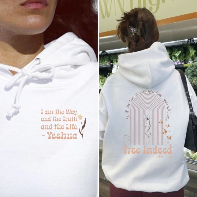 Free Indeed in Jesus boho rainbow floral christian Hoodie (Creator Uploaded)