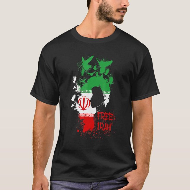 Free Iran, free the Iran, pigeons, hair, liberatio T-Shirt (Front)