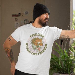 Free Iran Protest   Angry Lion Green T-Shirt