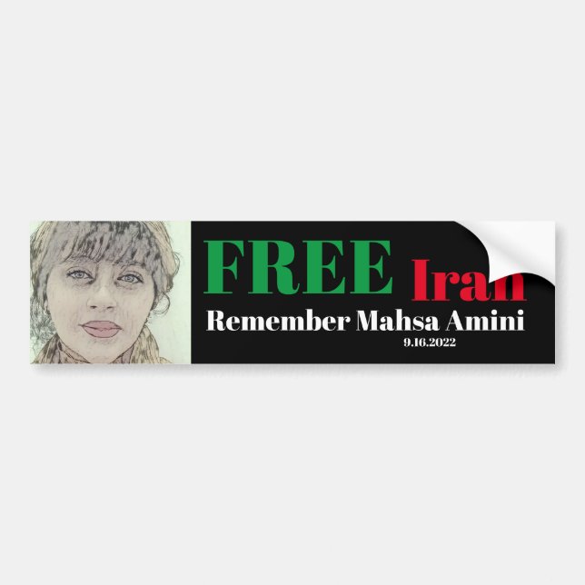 FREE IRAN REMEMBER Mahsa Amini   Bumper Sticker (Front)