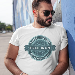 Free Iran Woman   Mahsa Amini Badge Green T-Shirt