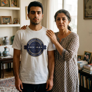 Free Iran Woman Mahsa Amini Badge Navy T-Shirt