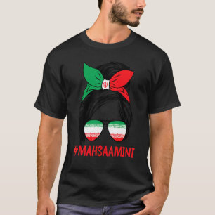 Free Iran Women Life Freedom Messy Bun Iranian Fla T-Shirt