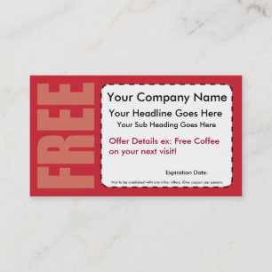 FREE Item Coupon Business Card