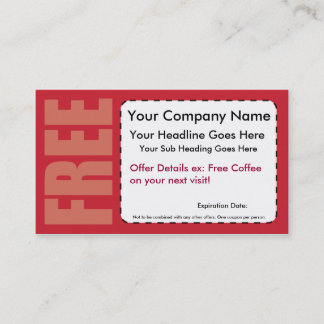 FREE Item Coupon Business Card