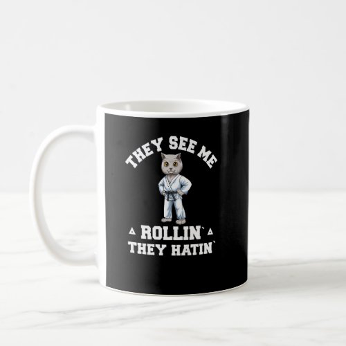 Free Jiu Jitsu Rollin  Cute BJJ Grappling Cat  Coffee Mug