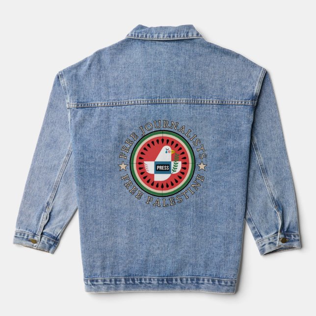 Free Jounalists Free Palestine Denim Jacket (Back)