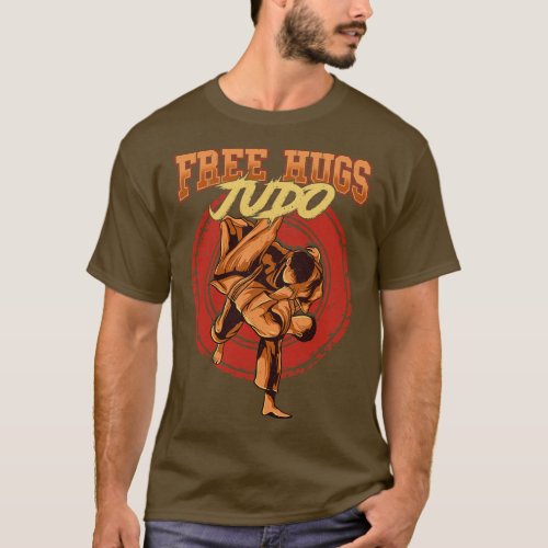 Free Judo Hugs Funny MMA Mixed Martial Arts Pun T_Shirt