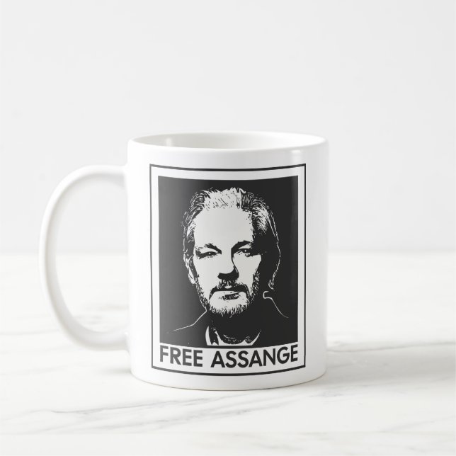 Free Julian Assange wikileaks Coffee Mug (Left)
