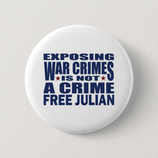 Free Julian Assange - WikiLeaks Pinback Button (Front)