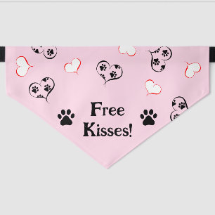 Free Kisses Hearts Paw Prints Pet Bandana Collar