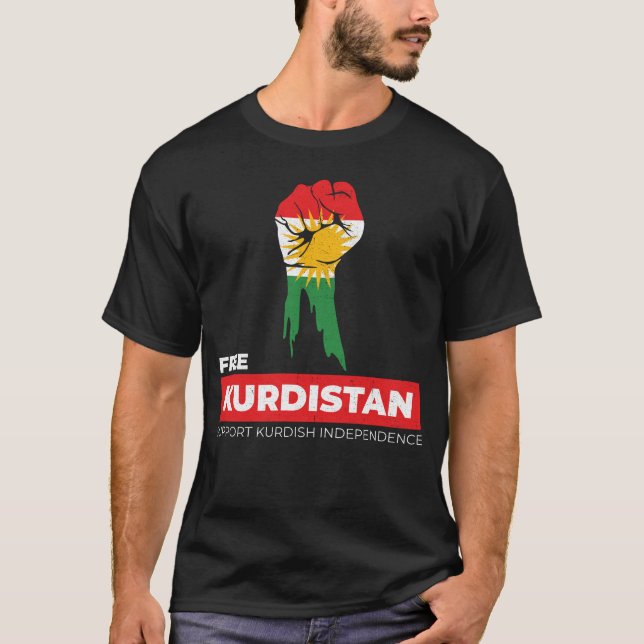 Free Kurdistan, Support Kurish Independence T-Shirt (Front)