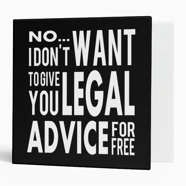 Free Legal Advice - Funny Lawyer Quote 3 Ring Binder (Front/Inside)