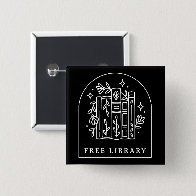Free library book exchange button (Front & Back)