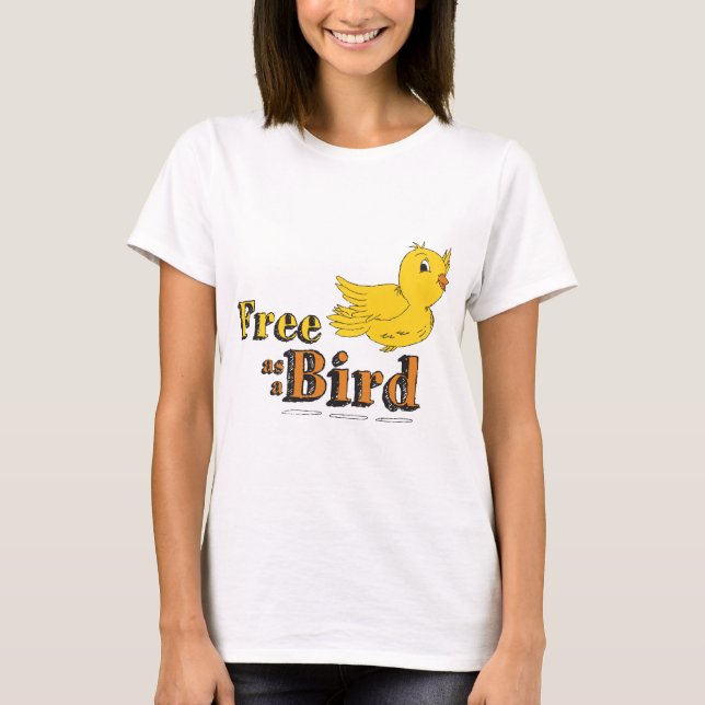 Free Like a Bird Free As A Bird Yellow Flying Bird T-Shirt (Front)