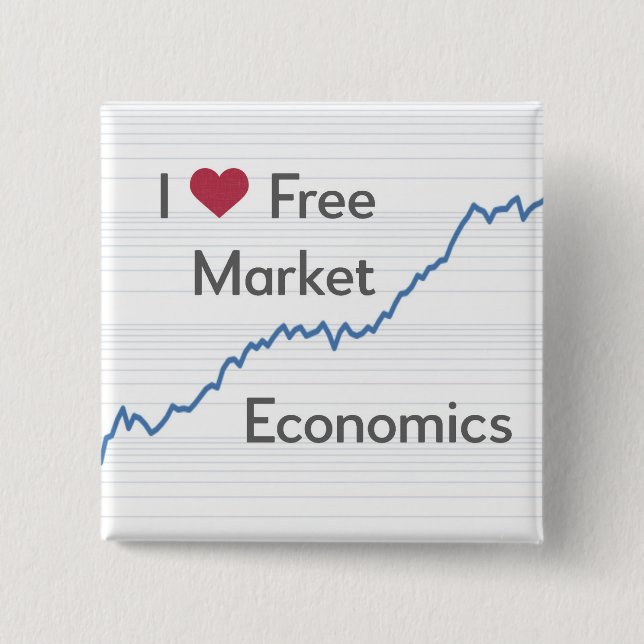 Free Market Economics, Conservative Politics funny Button (Front)