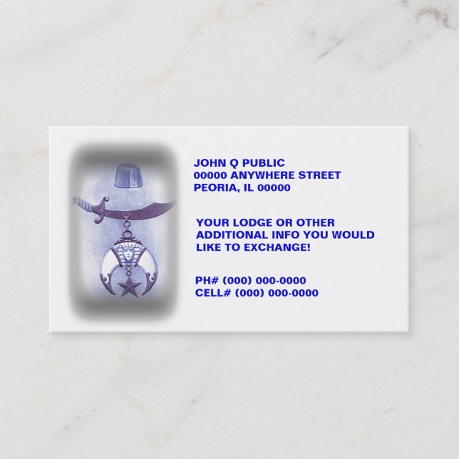 FREE MASON BUSINESS CARDS ~ INFO EXCHANGE CARDS (Front)