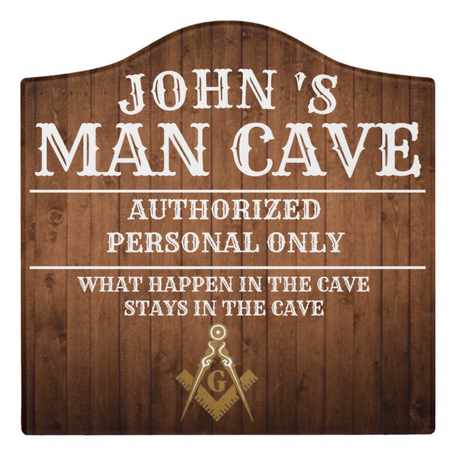 Free Mason Man Cave Door Sign (Large Crest Front)