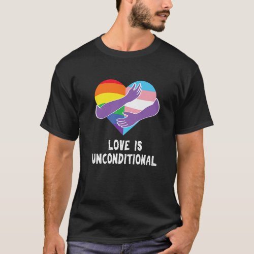 Free Mom Dad Hugs LGBT Pride Nonbinary Pride Flag T_Shirt