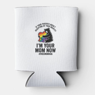 Free Mom Hug Bear Pride Vintage T-Shirt Design_1 Can Cooler