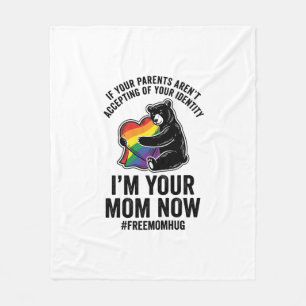 Free Mom Hug Bear Pride Vintage T-Shirt Design_1 Fleece Blanket