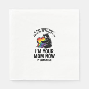 Free Mom Hug Bear Pride Vintage T-Shirt Design_1 Napkins