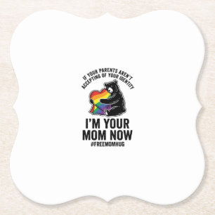 Free Mom Hug Bear Pride Vintage T-Shirt Design_1 Paper Coaster
