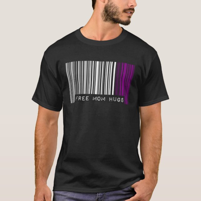 Free Mom Hugs Asexual Pride Flag Barcode LGBTQ All T-Shirt (Front)