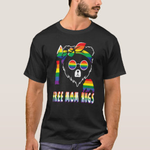 free mom hugs, bear mother with bear boys rainbow  T-Shirt