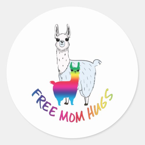 Free mom hugs classic round sticker
