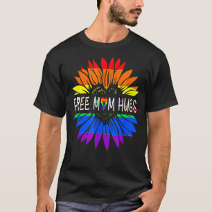 Free Mom Hugs Daisy Rainbow Flower Hippie Gay Prid T-Shirt
