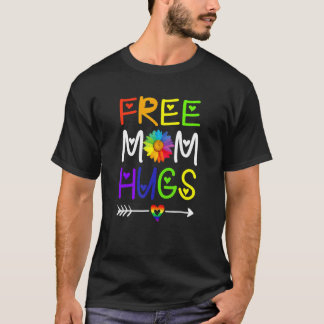 Free Mom Hugs Daisy Rainbow Heart Lgbt Pride Month T-Shirt