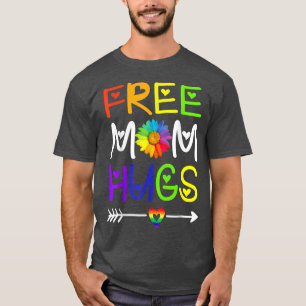 Free Mom Hugs Daisy Rainbow Heart LGBT Pride Month T-Shirt