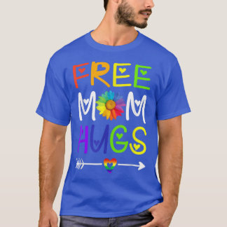 Free Mom Hugs Daisy Rainbow Heart LGBT Pride Month T-Shirt