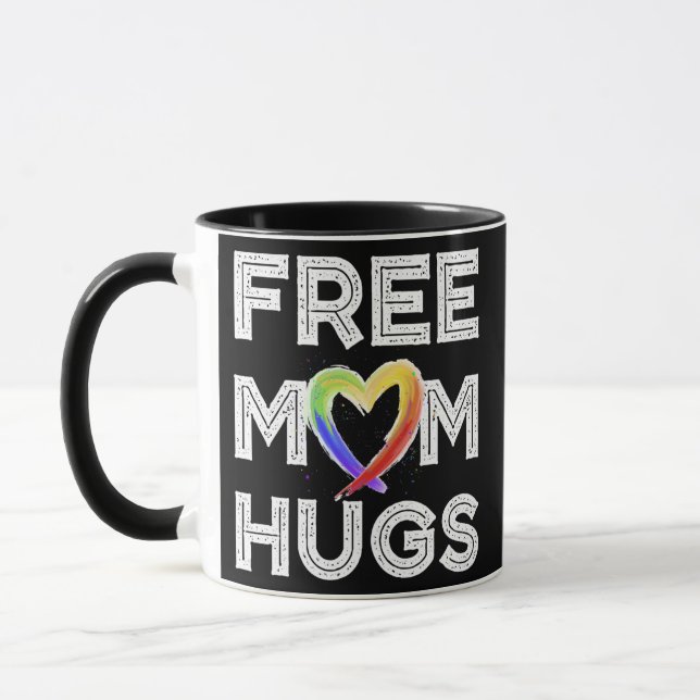 Free Mom Hugs Free Mom Hugs Rainbow Gay Pride  Mug (Left)