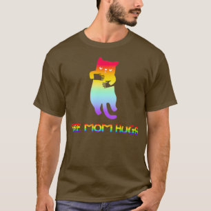 Free Mom Hugs Funny Cat Rainbow Pround Mom LGBT T-Shirt