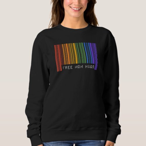 Free Mom Hugs Gay Pride Flag Barcode Lgbtq Ally Pa Sweatshirt