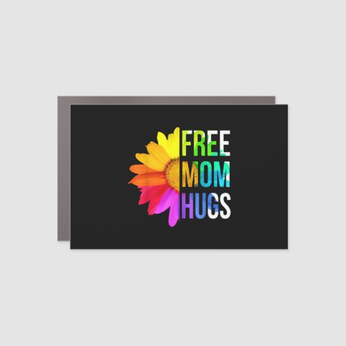 Free Mom Hugs Gay Pride LGBT Daisy Rainbow Flower Car Magnet