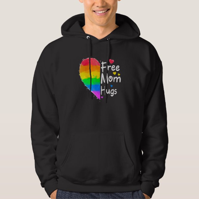Free Mom Hugs Gay Pride Lgbt Daisy Rainbow Flower  Hoodie (Front)