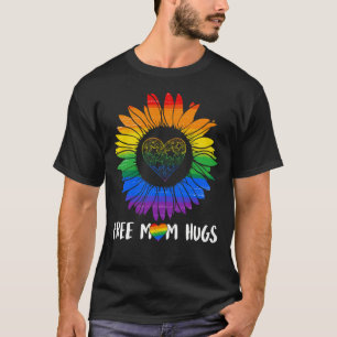 Free Mom Hugs Gay Pride LGBT Daisy Rainbow Flower T-Shirt