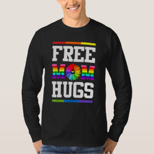 Free Mom Hugs Gay Pride LGBT Daisy Rainbow Flower  T-Shirt
